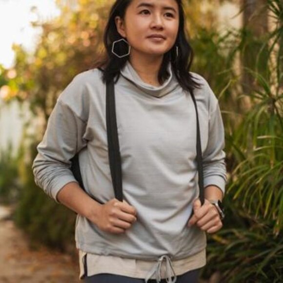 REI Tops - REI CoopTake Your Time Pullover Gray Drawstring Waist Mock Neck Large 167868